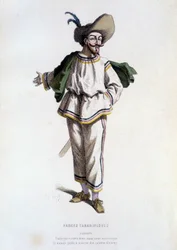Tabarin, „”postać Farces Tabariniques”” (autor: Tabarin 1622), w „”teatrze francuskim w XVI i XVII wieku, przed Molierem”” Edouarda Fourniera.