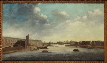 Grande Galerie du Louvre z Porte Neuve, Pont-Neuf, Cité, Tour de Nesle i Quai Malaquais, ok. 1640, między 1635 a 1645 (olej na płótnie)