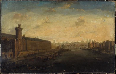 Grande Galerie du Louvre z Porte Neuve, Pont-Neuf, Cité, Tour de Nesle i Quai Malaquais, ok. 1640 r., dzisiejsze 1. i 6. dzielnica, między 1635 a 1645 r. (olej na płótnie)