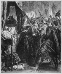 Ludzie (Fronda) udali się do Pałacu Królewskiego i poprosili o spotkanie z młodym królem Alite (Ludwik XIV i Anna Austriaczka)