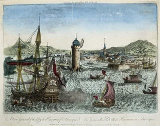 Port Hawana i okolice żeglugi - grawer