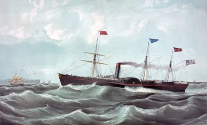 Parowiec US Atlantic (parowiec poczty US Atlantic) Litografia 1850