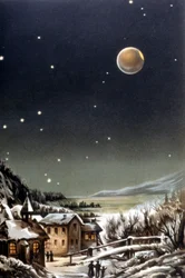 Całkowite zaćmienie księżyca. ilustracja z XIX wieku