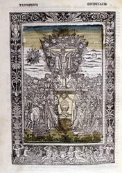 Triumf bóstw Francesco Petrarca (Petrarca). Miniatury sd. Biblia Trivulziana, Mediolan.