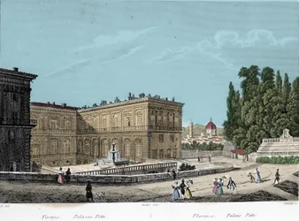 Widok na Pałac Pitti we Florencji. 19 wiek