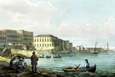 Widok Santa Lucia, Neapol. Akwarela około 1850 roku.