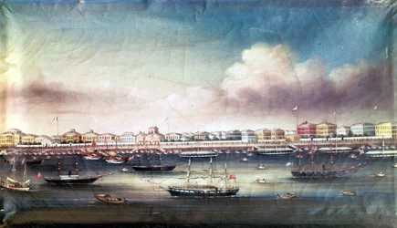 Widok na port w Szanghaju, ok. 1850 r.