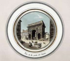 Widok drzwi św. Marcina - grawer