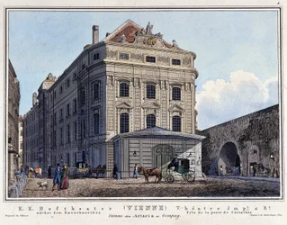 Widok Narodowego Teatru Dworskiego w Wiedniu w XIX wieku.
