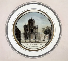 Widok na bramę św Gervais (św. Gervais) - grawer