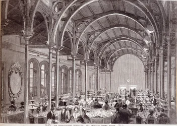 Widok głównej restauracji na Wystawie Międzynarodowej w Londynie w 1862 roku.