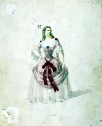 Kostium Violetty do opery „La Traviata” Giuseppe Verdiego do La Scali z 1855 roku.