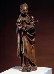 Dziewica z Dzieciątkiem Drewniana rzeźba z XIV wieku. Wyprodukowano na północy Francji. Muzeum Vivenel, Compiegne