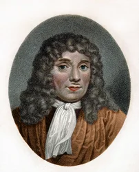 Portret Antoniego van Leeuwenhoeka, zwanego też Antonem van Leeuwenhoekiem, Leeuvenhoekiem lub Leeuwenhoeckiem, niderlandzkiego przyrodnika (1632-1723)