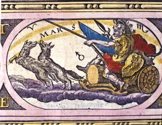 przedstawienie boga Marsa XVII w. (rycina)