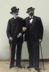 Giuseppe Verdi, włoski kompozytor (1813-1901) i tenor Francesco Tamagno (1850-1905) w Montecatini pod koniec XIX wieku.