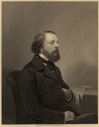 James Sheridan Muspratt (1821-1871), założyciel Liverpool College of Chemistry (1848) i autor "Chemistry" (1860), ok. 1860 (rycina) (Londyn ok. 1860). Rycina. "