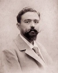 Portret kompozytora i pianisty Isaaca Albeniza (1860-1909) w wieku 35 lat. Zdjęcie z 1895 r. Madryt. Fundacja Albeniza.