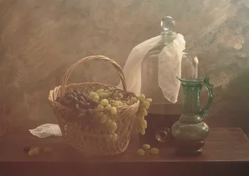 Martwa natura z winogronami w stylu vintage