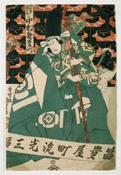 Aktor Nakamura Utaemon w scenie sztuki kabuki (drzeworyt)