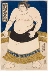 Portret zapaśnika sumo Goyogi Kumoemon. Rycina Utagawa Kunisada (1786-1865) polerowana