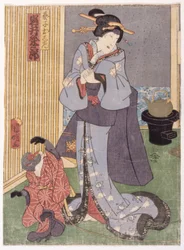 Iwai Kumezabur? III W roli Geiko Oshun (drzeworyt kolorowy)