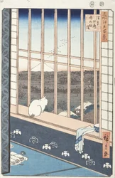Pola ryżowe Asakusa i Święto Torinomachi z serii Sto słynnych widoków Edo, 1857 (kolorowy drzeworyt)