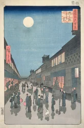 CBL J 2692 Scena nocna na ulicy Saruwaka, ze stu widoków Edo, 1856 (kolorowy drzeworyt)