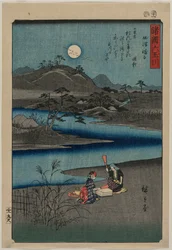 Tkaniny Fulling Jewel River w Settsu, z serii Six Jewel Rivers of the Various Provinces