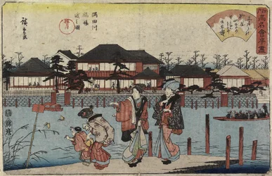 Przeprawa przez rzekę Sumida w Hashiba, restauracja Yanagiya, 1830-1844