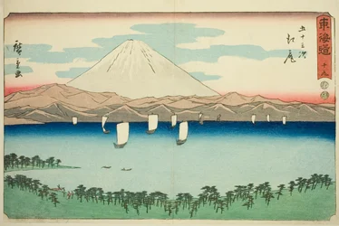 Ejiri — nie. 19, z serii „Pięćdziesiąt trzy stacje Tokaido (Tokaido gojusan tsugi),” znanej również jako Reisho Tokaido
