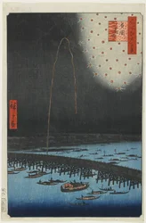 Fajerwerki na moście Ryogoku, 1858