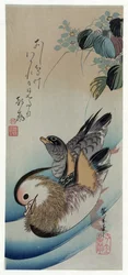 Hiroshige (1838) Dwie kaczki mandarynki