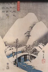 Hiroshige, Most w śnieżnym krajobrazie