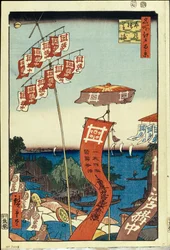 Most Kanasugi i Shibaura. Sto słynnych widoków Edo, c. 1858