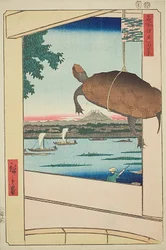 Most Mannen, Fukagawa (Fukagawa Mannenbashi), nr 56 z serii "Sto słynnych widoków Edo (Meisho Edo hyakkei)".