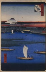 Krawędź trójzębnego grzbietu d-red fanet s Views of Edo, 1856-1858