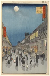 Nocny widok Saruwaka-machi, nr 90 ze stu słynnych widoków Edo, 1856 (drewnodruk)