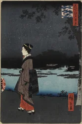 Nocny widok na kanał Sanya, wzgórze Matsuchi, sierpień 1857