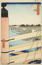 Japan B Ridge Plan d Edo B Ridge (Nihonbashi, Edobashi), z serii „Ridge dre d fa net s Views of Edo (100 Famous Views of Edo)”