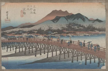 Nr 55 „Kioto: Wielki most Sanjo” Z 53 stacji Tokaido, ok. 1833