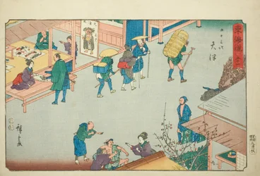 Otsu... Nie. 54, z serii „Pięćdziesiąt trzy stacje Tokaido (Tokaido gojusan tsugi),” znanej również jako Reisho Tokaido