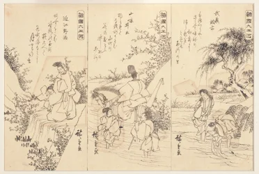 Szkice przygotowawcze do rzeki Chofu Jewel w Musashi; Rzeka Ide Jewel, 1838-43 (tusz na papierze)