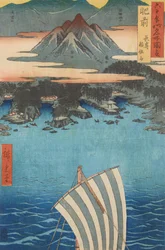 Prowincja Hizen - Hizen, Nagasaki, Inasayama, z serii: Widoki słynnych miejsc w ponad sześćdziesięciu prowincjach - Rokuju yoshu meisho zue
