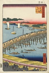 Most Ryōgoku i wielki brzeg rzeki