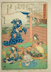 Sukenari (Soga no Juro) tańczące przed Suketsune, z serii „Illustrated Tale of the Soga Brothers (Soga monogatari zue)”