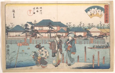 Sumidagawa, przeprawa promowa w Hashibie (Yanagiya)