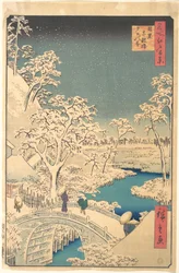 Most Taiko, Meguro, w śnieżny wieczór