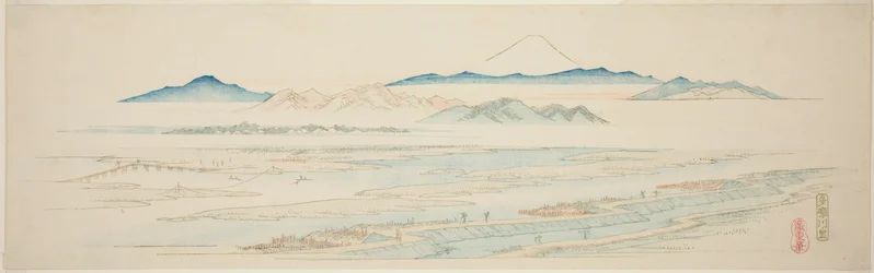 Village of Tamagawa (Tamagawa no sato), from an untitled series of famous views of the Edo suburbs   1279179   pl       polish Successfully Translated  Original: De schepping van Eva Geschiedenis van Adam en Eva (series title) Translat: De schepping van Ev