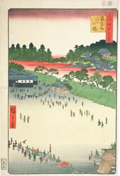Yatsuko, wewnątrz Bramy Sujikai, z serii „Sto słynnych widoków Edo”, 1857 (kolorowy drzeworyt)